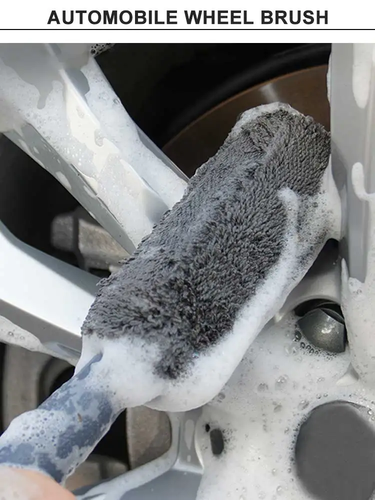 

Car Wheel Brush With Plastic Handle Portable Auto Tire Rim Cleaning Mud Remover Detailing Washing Tool Microfiber Cleaner