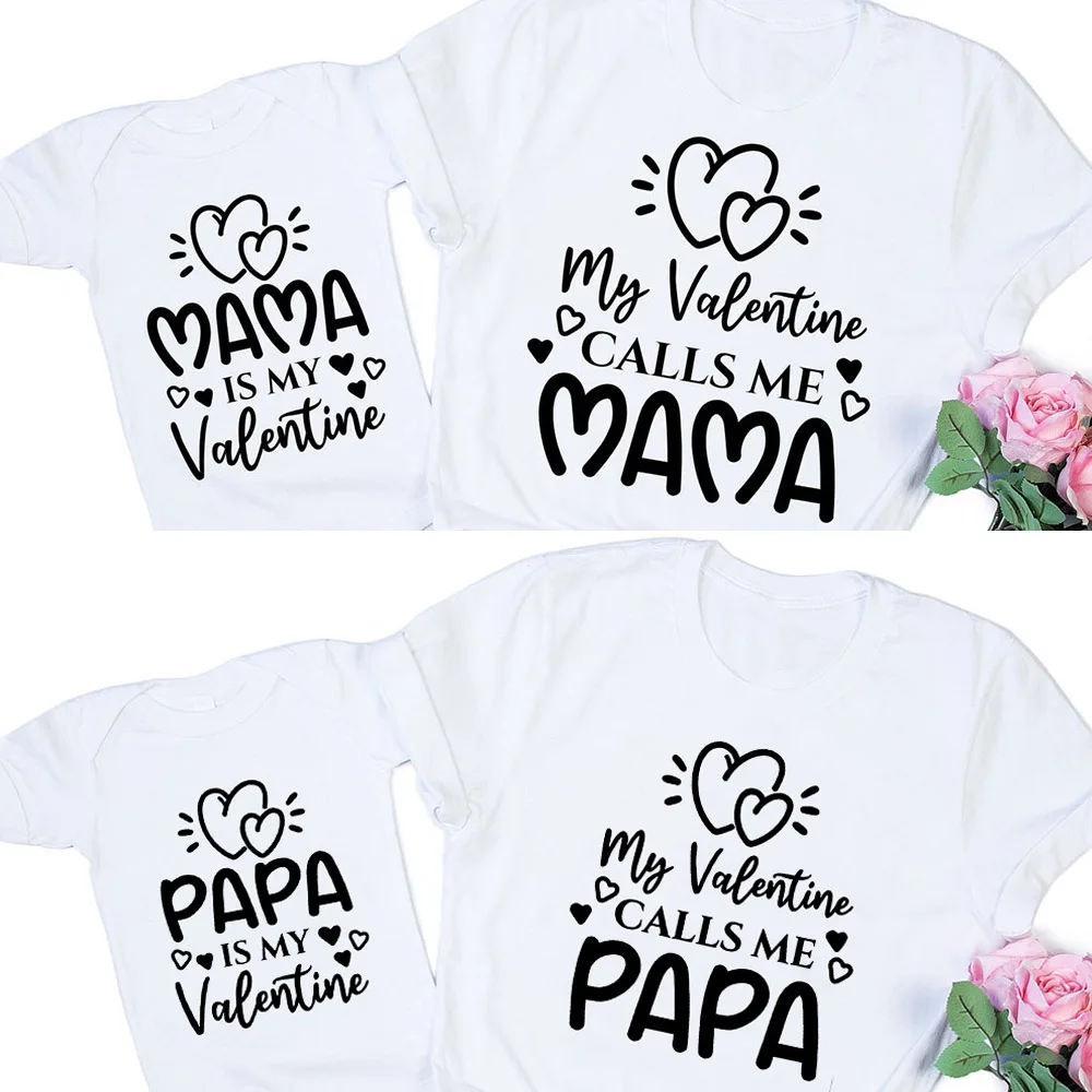 Camisas de San Valent&iacute;n a juego con mam&aacute;/papa Is My Valentine, mi San Valent&iacute;n Me llama a mam&aacute;/pap&aacute;, hijo/hija/mam&aacute;/pap&aacute;, regalos de San Valent&iacute;n-0