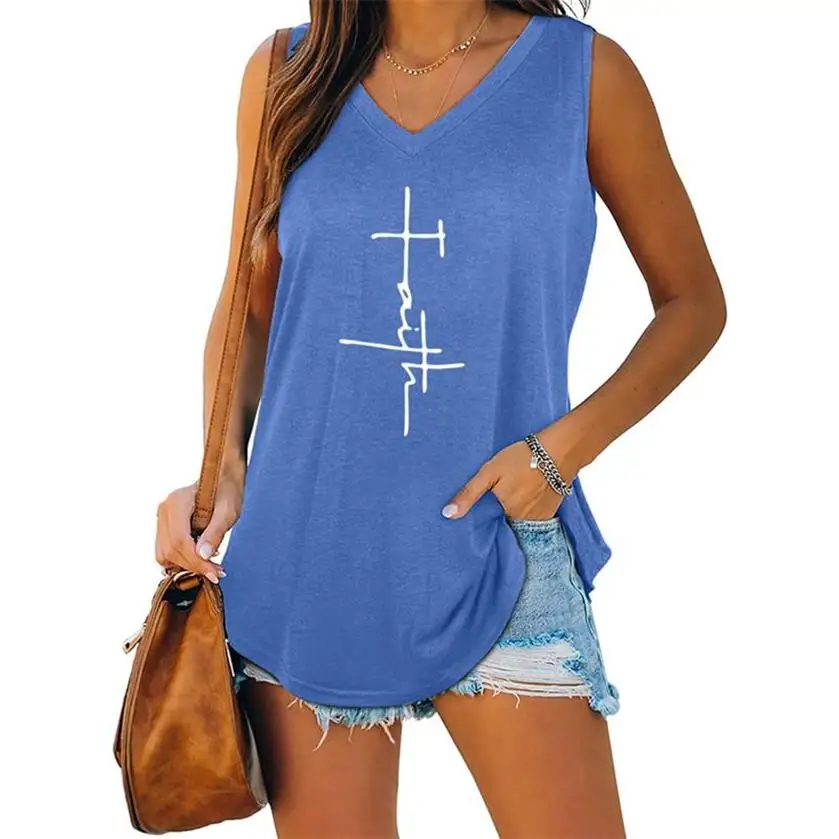 

Camisole Sexy Vest Tank Tops 2021 Graphic Vintage Faith Funny Print Women Sleeveless Tee Female T-Shirt Harajuku Casual Loose