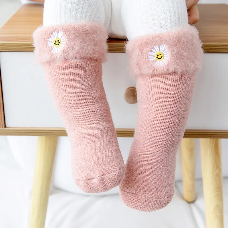 Носки для малышей Зимние Длинные с рисунком теплые хлопковые носки маленьких