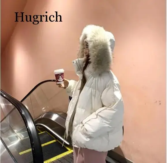 Winter Jacket Women Short Down Cotton Coats Parkas Female Fur Collar Hooded Cotton Jacket Woman Casual Loose Cotton-Padded Coats