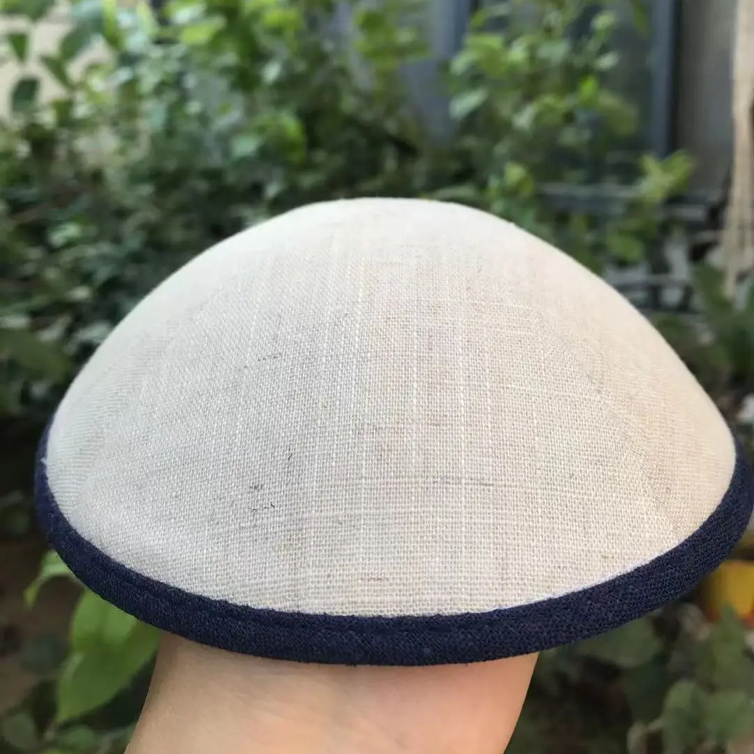 Бежевый льняной kippah kippot kipot без логотипа для свадьбы|Мусульманская одежда| |