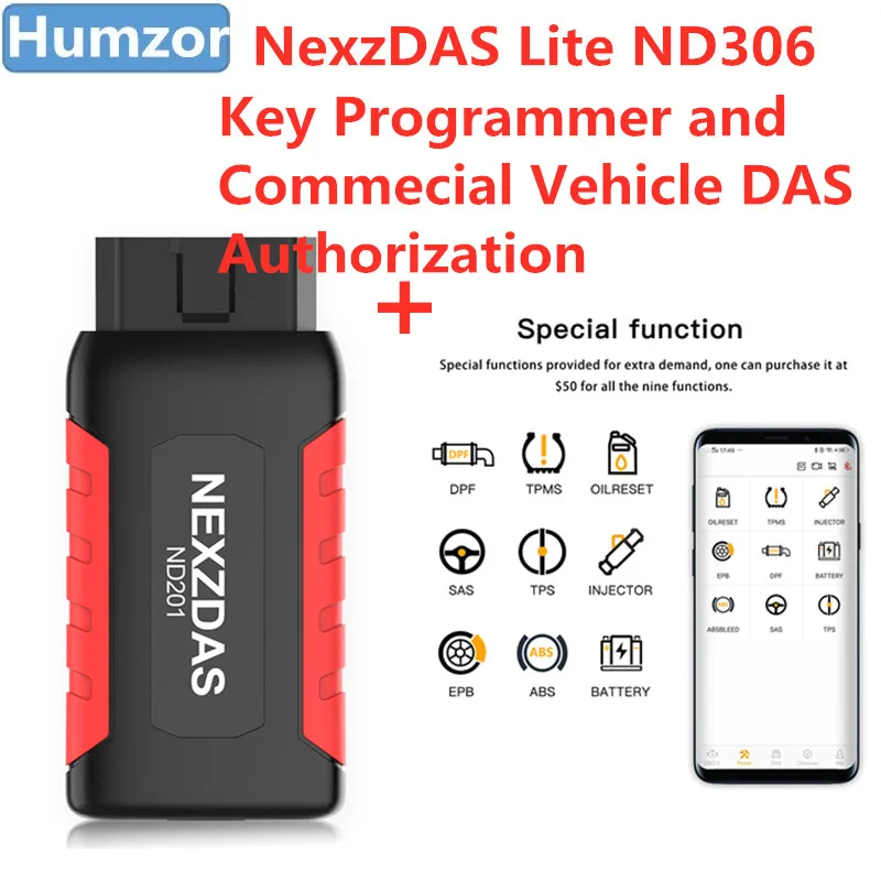 HUMZOR NexzDAS Lite ND306 полная система диагностики со специальными функциями Поддержка Bluetooth для Android - Цвет: Зеленый