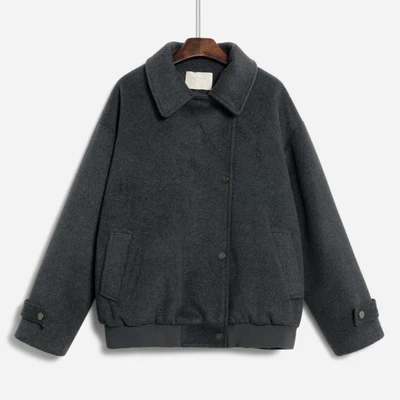 

Женское Короткое шерстяное пальто han, универсальная утепленная куртка в стиле ретро для осени и зимы