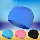 Шапочка для плавания унисекс, эластичная, водонепроницаемая, однотонная, с защитой ушей, длинными волосами, для спорта, бассейна, 2021