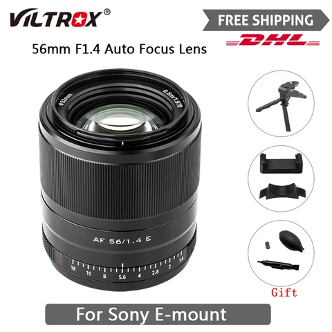 Объектив камеры Viltrox 56 мм F1.4 для Sony E Mount, автофокус Prime, Большая диафрагма, портретный объектив, аналогичный модели A7R IV A7III A9II A6600