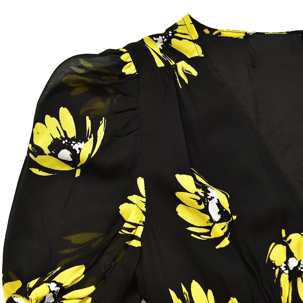 

Women Dress 2021 Spring and Summer New Ladies' Casual Style V-neck and Printed Single-breasted Dress