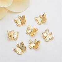5pcslot high quality real gold color plated brass animal butterfly charms for diy necklace pendant jewelry making accessories