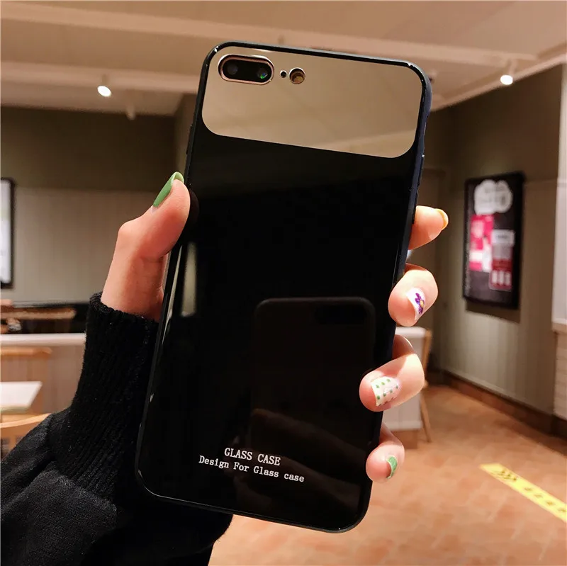 Однотонный зеркальный чехол для макияжа для iPhone XR XS MAX 7 8 Plus TPU+ PC задняя крышка стеклянный чехол для телефона для iPhone X 6 6S Plus 7 8 чехол - Цвет: A