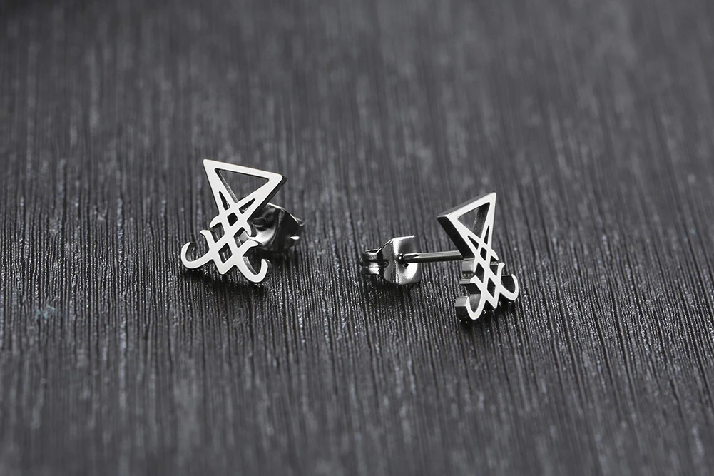 Серьги из Люцифера, сатанинский символ, печать сатаны, Бафомет, демон, ну готика, темная оккультная Эзотерическая языческая Викка