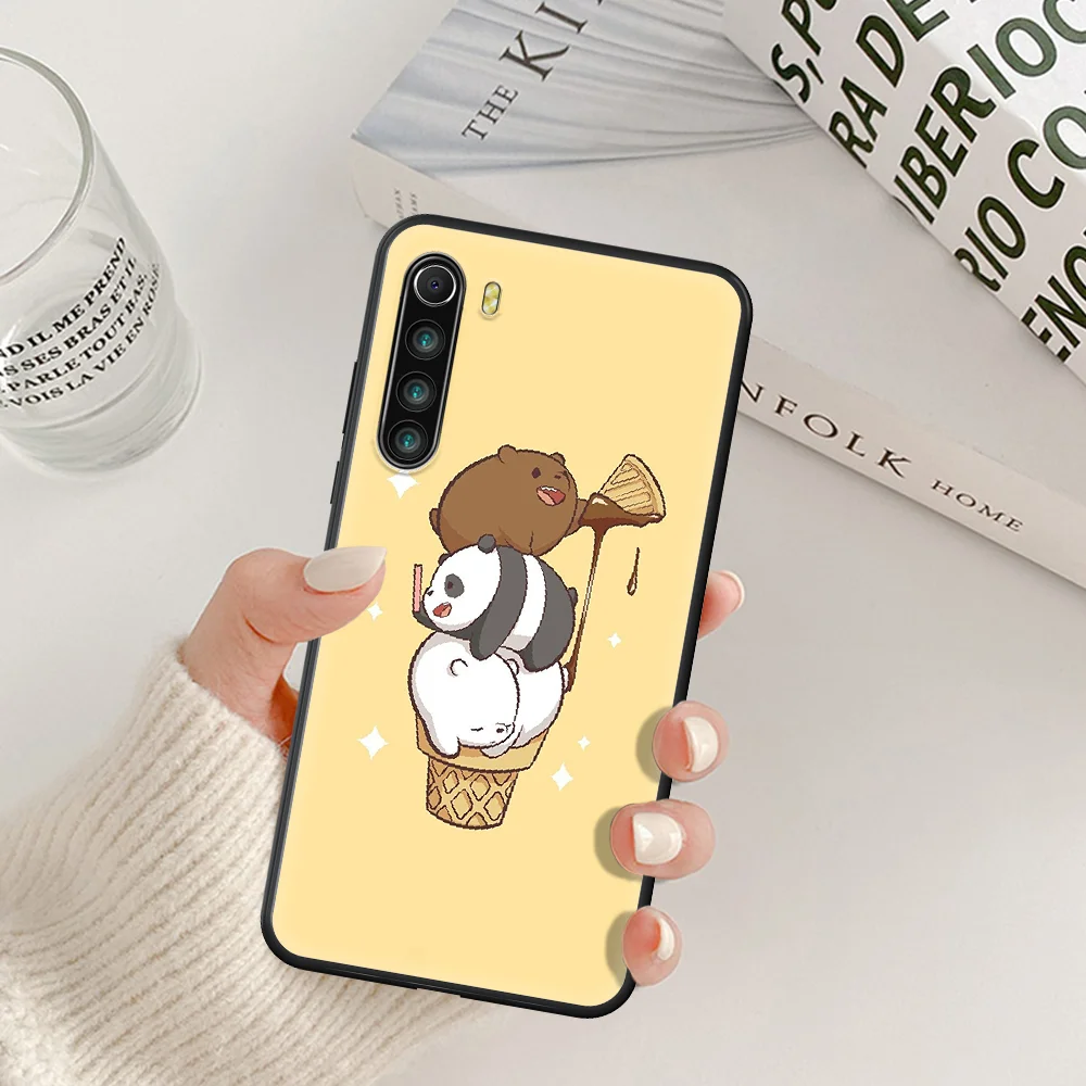

Cute Funny Bear Cartoon Mom Baby Phone Case For Xiaomi Redmi Note 7 8 8T 9 9S 4X 7 7A 9A K30 Pro Ultra black Hoesjes Soft Shell
