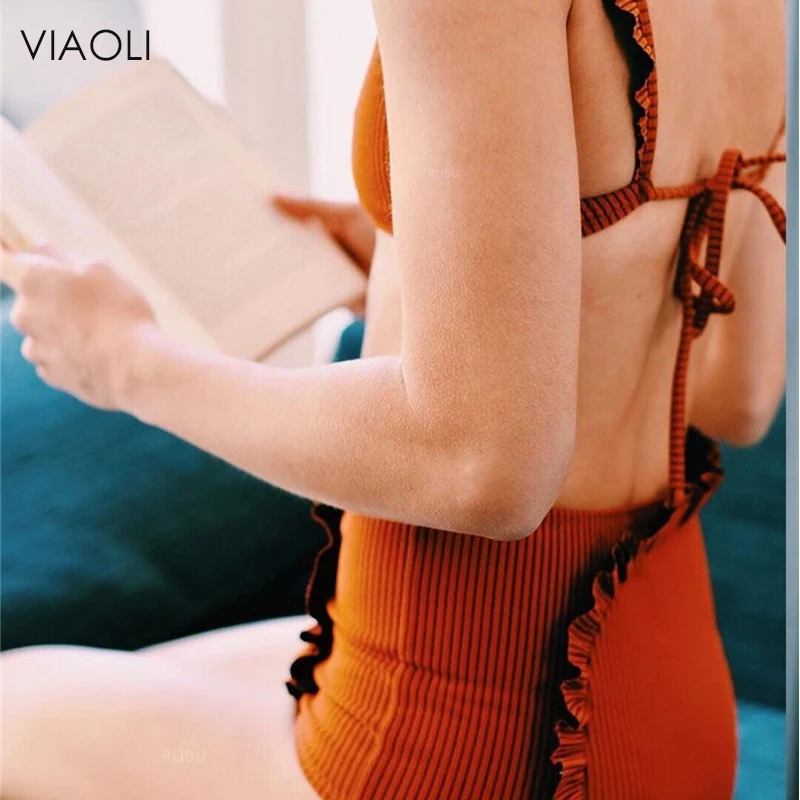 Новые пикантные однотонные Высокая Талия бикини набор Для женщин с