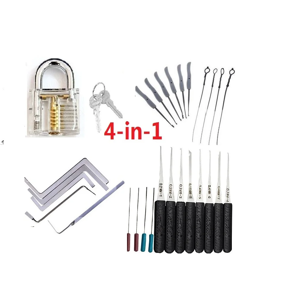 

Locksmith Tools Supplies Stainless Steel Wrench Hand Tool Removal Hooks Lock Extractor Lock Pick Set Practice Transparent Lock