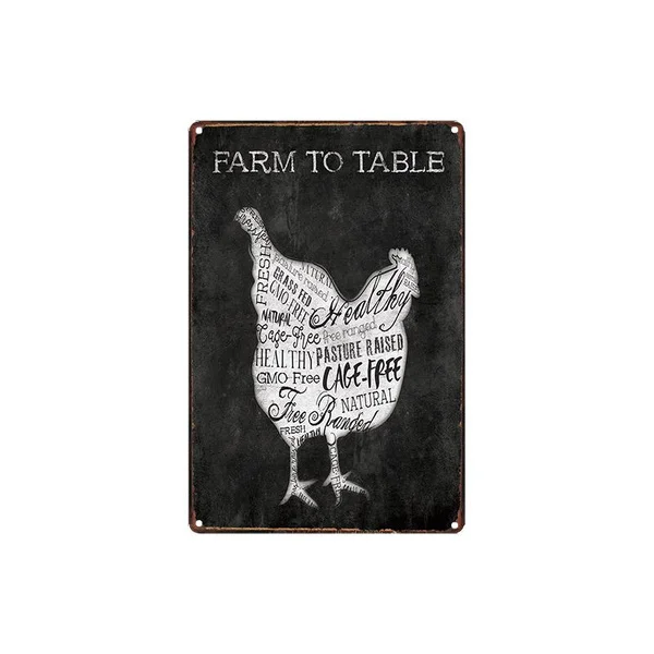 

Vintage Farm to Table Resh Eggs Metal Tin Sign 8x12 Inch Retro Home Kitchen Outdoor Market Art Wall Decor New