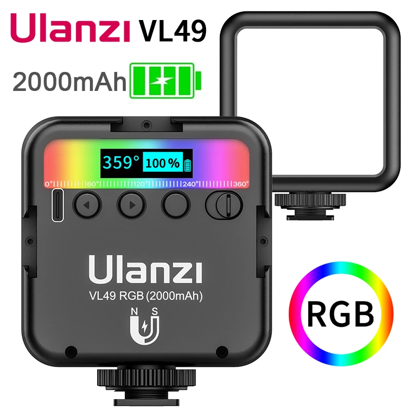 Ulanzi VL49 мини RGB Светодиодный светильник для видео 2000 мАч портативный карманный