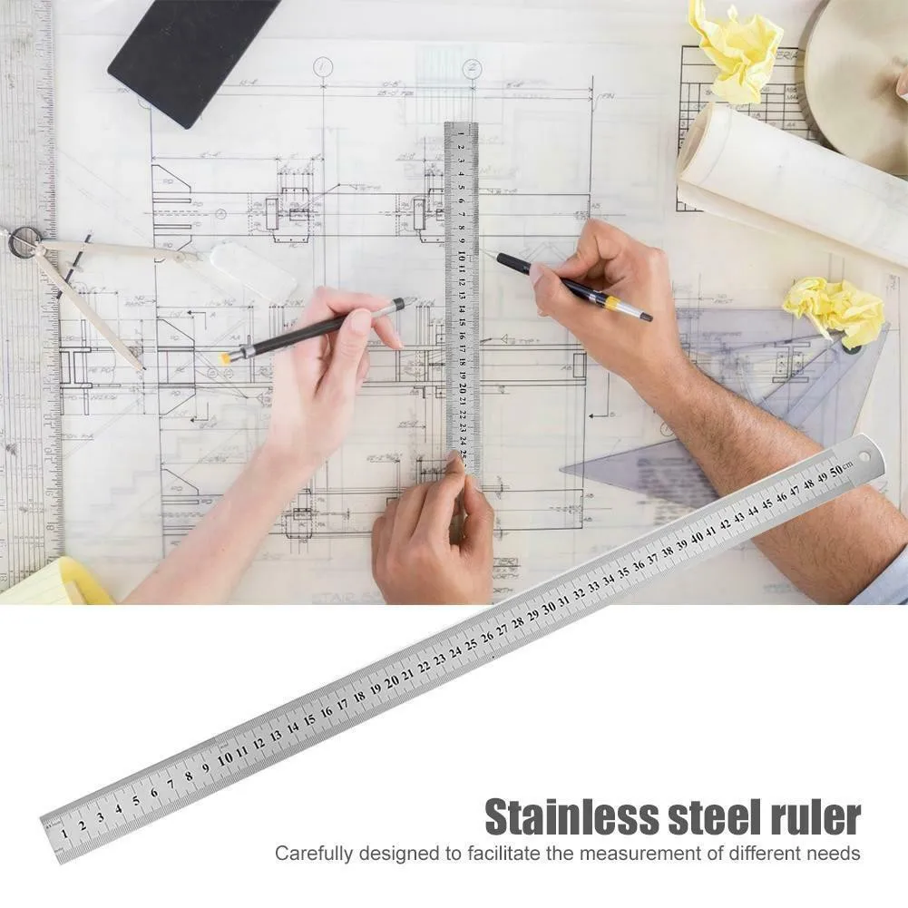 

15/30/50cm Measuring Tool 3pcs Ruler Double-side Imperial/Metric Marking