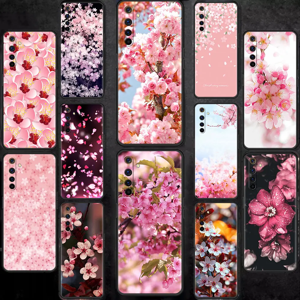 

Case For Realme 8 C21 6 C3 7 GT Master XT C11 7i 5 C15 C12 X50 Pro C20 C21Y Black TPU Phone Cover Tampa Peach Blossom