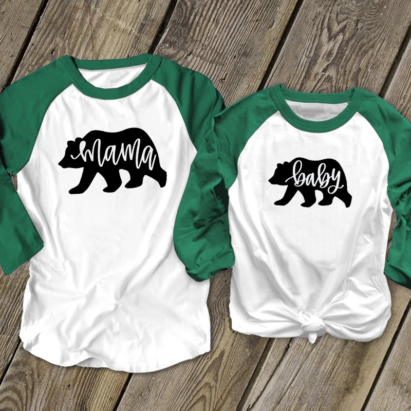 

Mama Bear Tees Big Sister Mommy and Daughter Matching Clothes Baby Gir FamilyVintage Long Sleeve Family Shirt