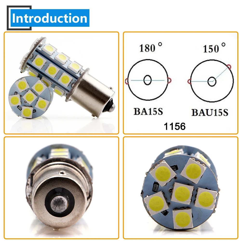 6 шт. 24В DC Белый 5050 24 SMD светодиодные лампы 1156 BA15S P21W автомобильный внедорожник резервный Задний сигнал поворота, стоп-сигналы, индикаторная линза для автомобилей