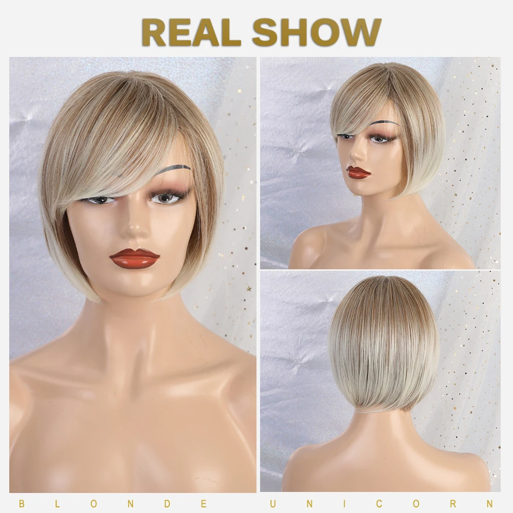 Парик Синтетический блонд единорог 10 дюймов светильник коричневый для женщин с