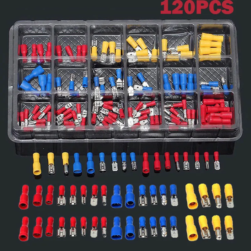 Electrical Assorted Insulated Wire Cable Terminal Crimp Connector Spade Set Kit sale Connectors Terminals | Обустройство дома