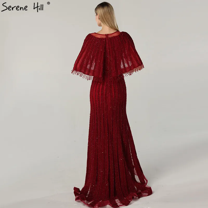 Платье без рукавов с шалью в дубаи винно Красные кружевные вечерние платья