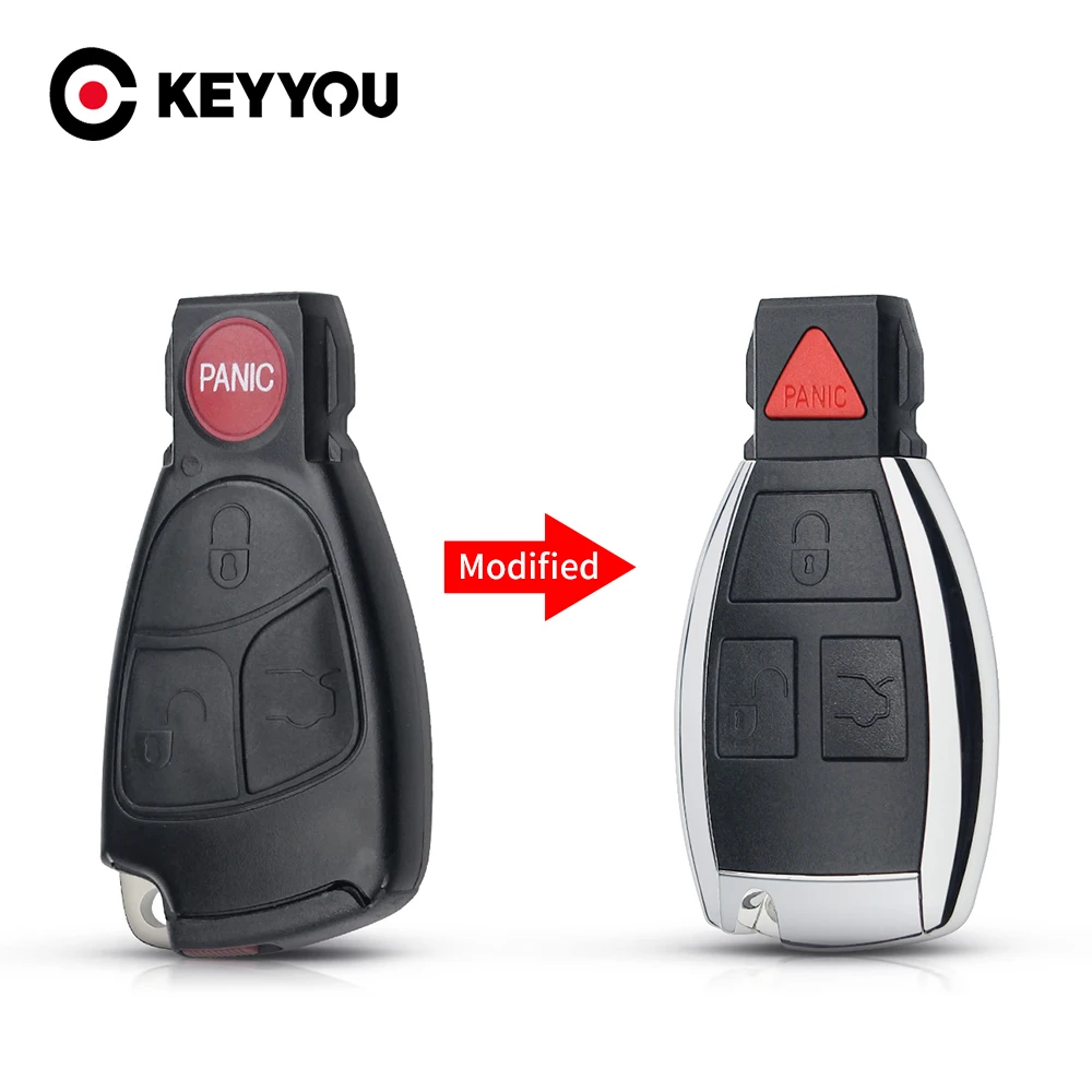 Запасной модифицированный чехол KEYYOU для автомобильного ключа с 3 + 1 кнопками Mercedes