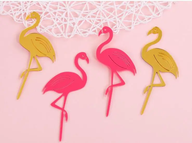 С Днем Рождения Единорог Фламинго акриловый торт Топпер торты украшения