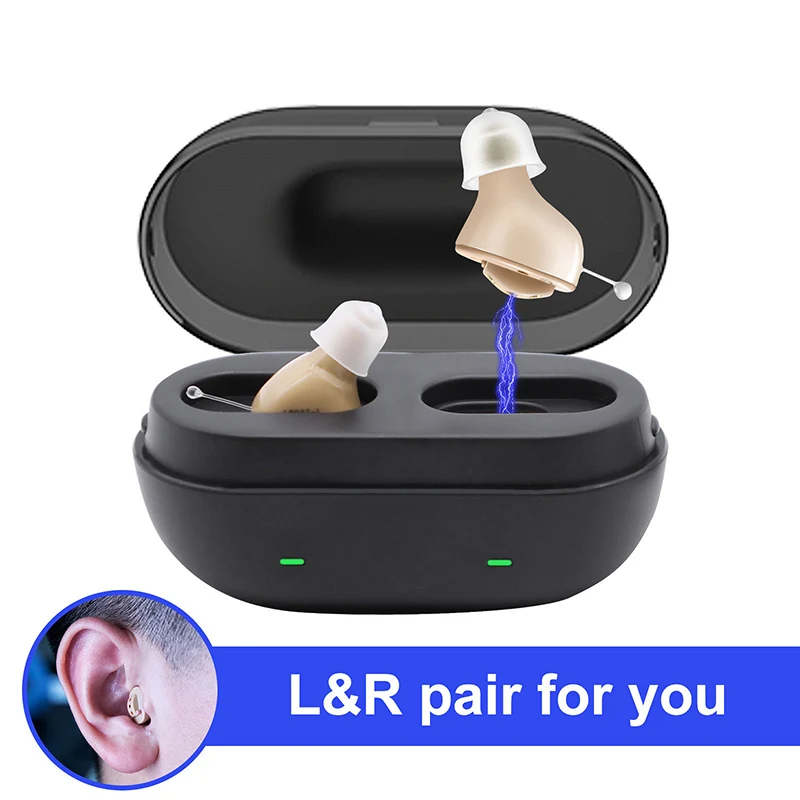 

Mini Rechargeable Hearing Aid Digital Portable Charger Case Sound Amplifier Headphones For Seniors Severe Hearing Loss Ear Aids