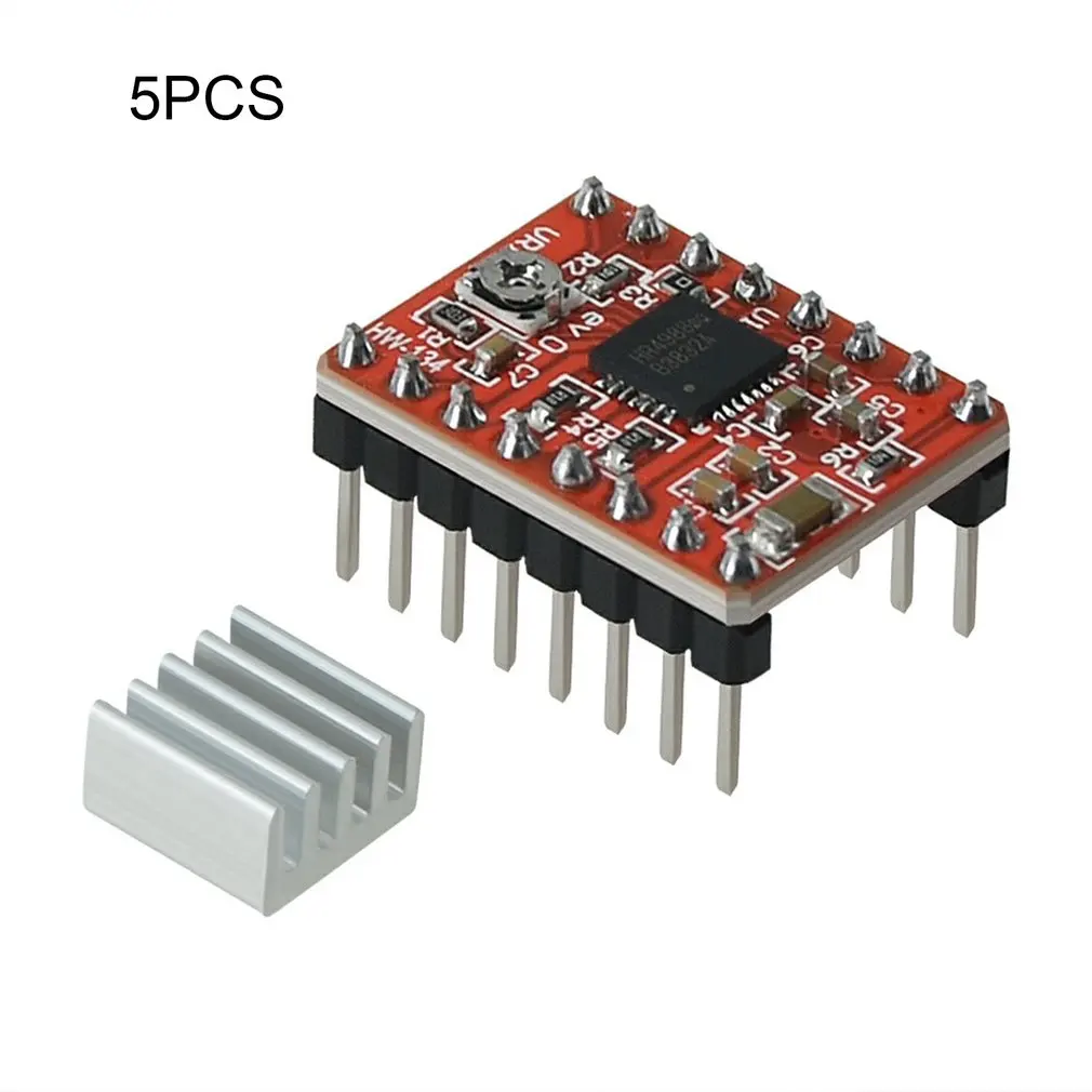 

A4988 Stepper Motor Driver Module, with Heatsink and 3D Printer Parts for SKR V1.3 1.4 GTR V1.0 MKS GEN V1.4, 5PCS