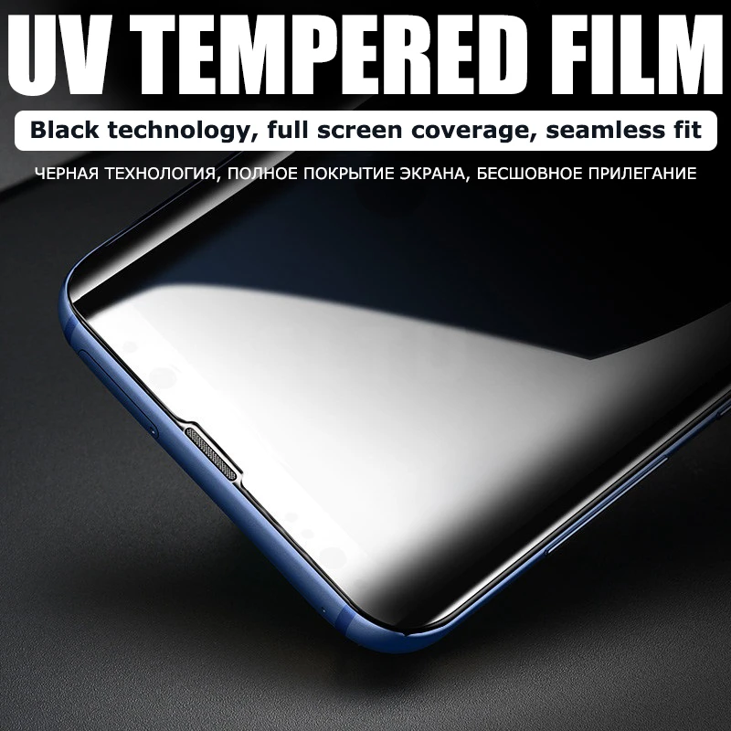 

Full Cover UV Tempered Glass For Samsung Galaxy S8 S9 S10 S20 S21 Plus Note 20 Ultra S10E Note 8 9 10 21 Screen Protective Glass