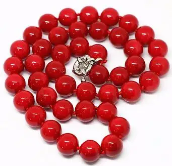 Ожерелье женское из синтетического жемчуга с красной ракушкой и круглыми