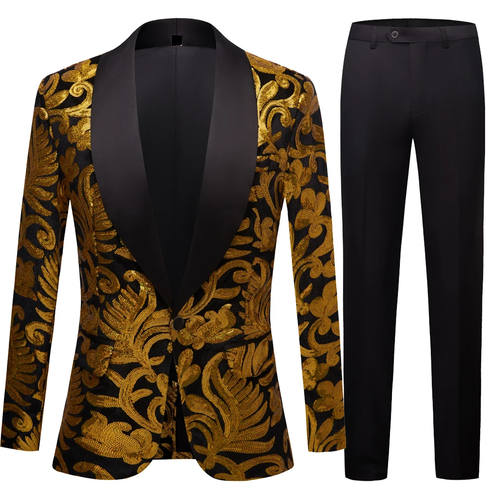 Блестящий мужской блейзер с золотыми блестками блестящий Блейзер для ночного