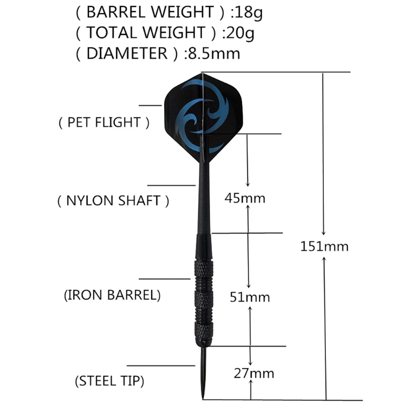 

X5QF 12Pcs Steel Tip Darts 20 Grams,Plastic Shafts & Iron Barrel,Steel Tip&Pet Flight,Levels in Rec Room,Bar and Game Room