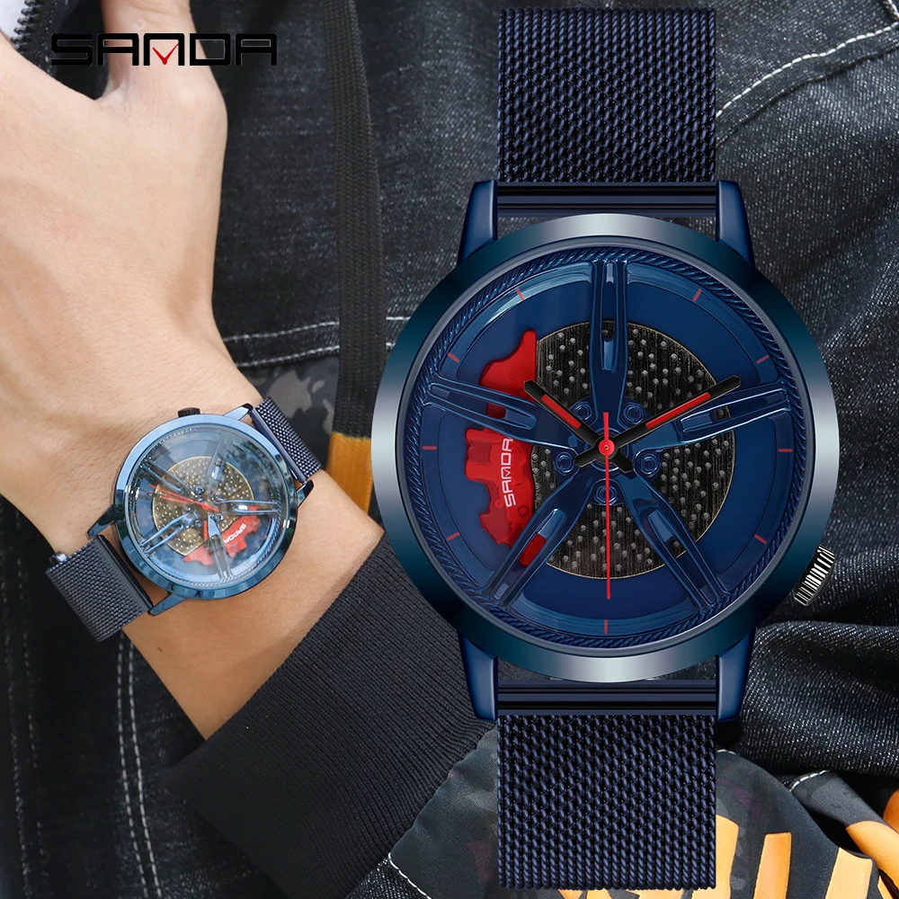 Горячая Распродажа мужские часы с гоночными автомобильными колесами