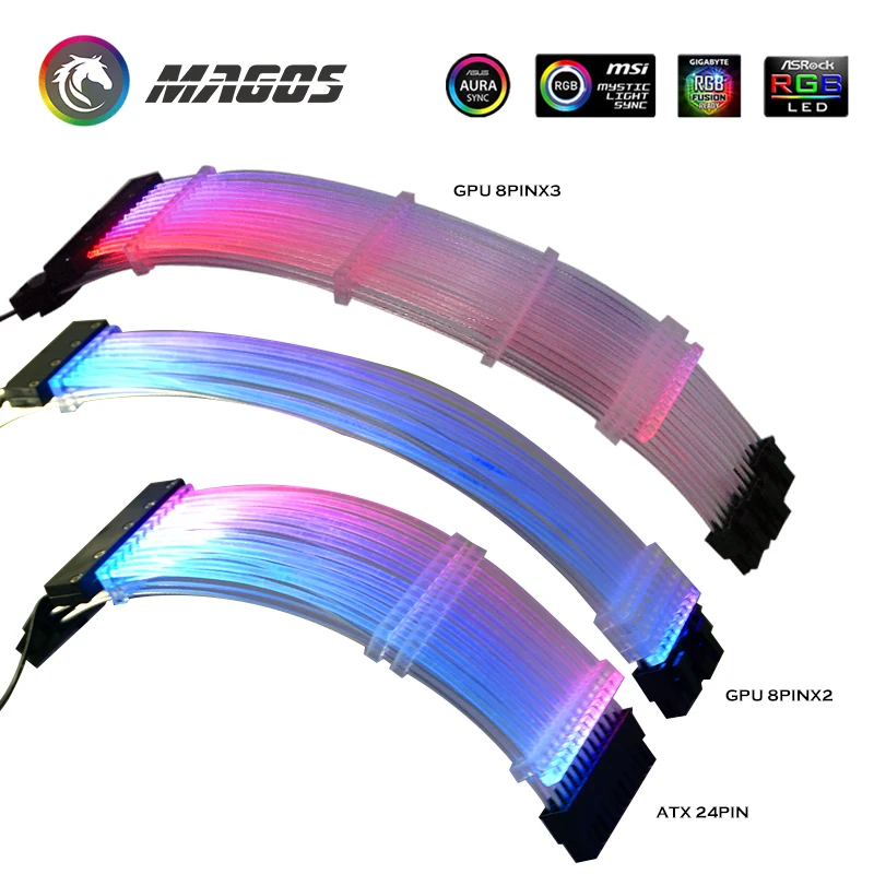Удлинительный кабель блока цветная (RGB) блок питания ATX 24Pin GPU 8Pin тройной стример PCI