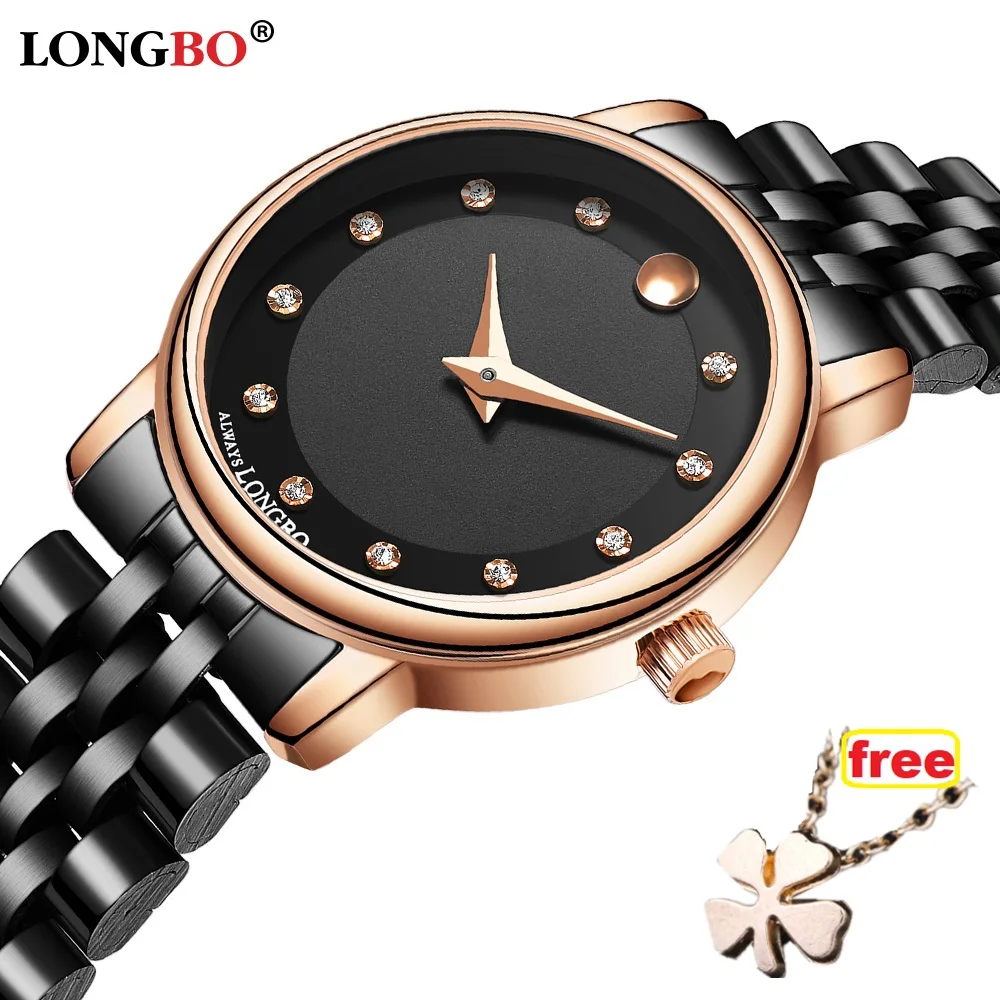 LONGBO Montre Femme современные модные часы Reloj Mujer черные кварцевые с сетчатым браслетом
