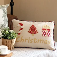 merry christmas embroidered cushion cover living room winter decoration case on the pillow 30x50 protector sofa linen home decor