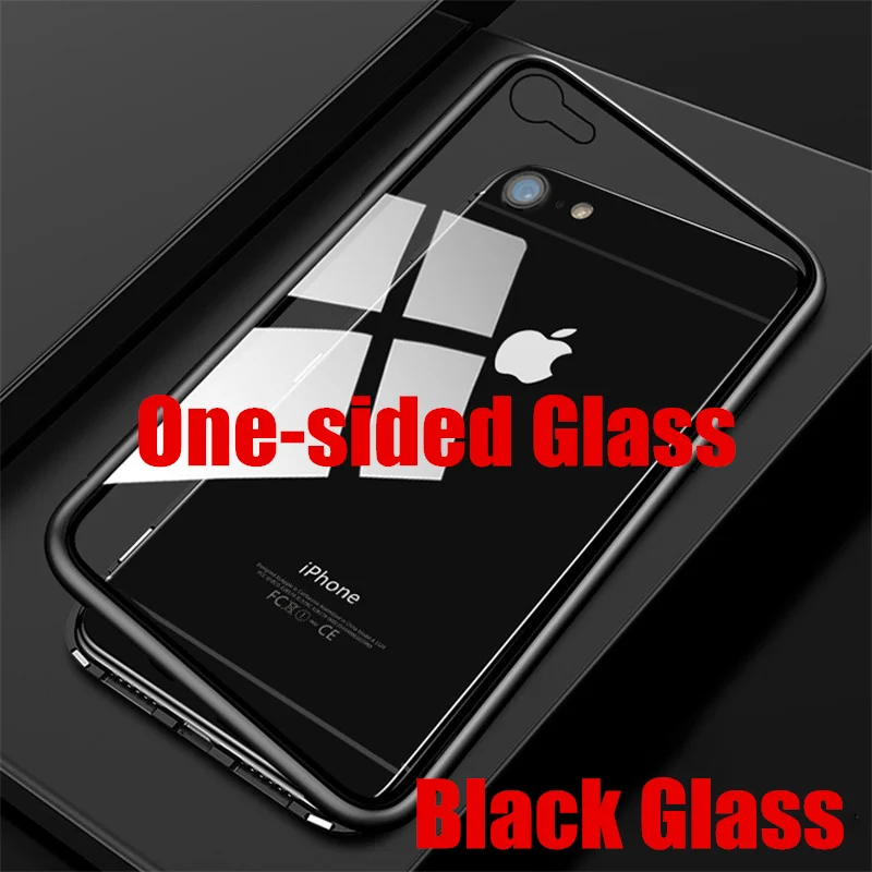 Black-Back Glass Магнитный адсорбционный металлический чехол для iPhone 6, 6 S, 7, 8 Plus, X, двухсторонний стеклянный чехол Manet для iPhone X, XS Max, XR, чехол для телефона s - Color: Black-Back Glass