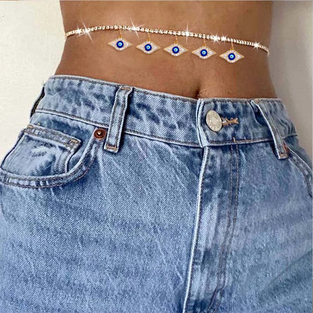 Женская цепочка на талию сглаза голубого цвета |