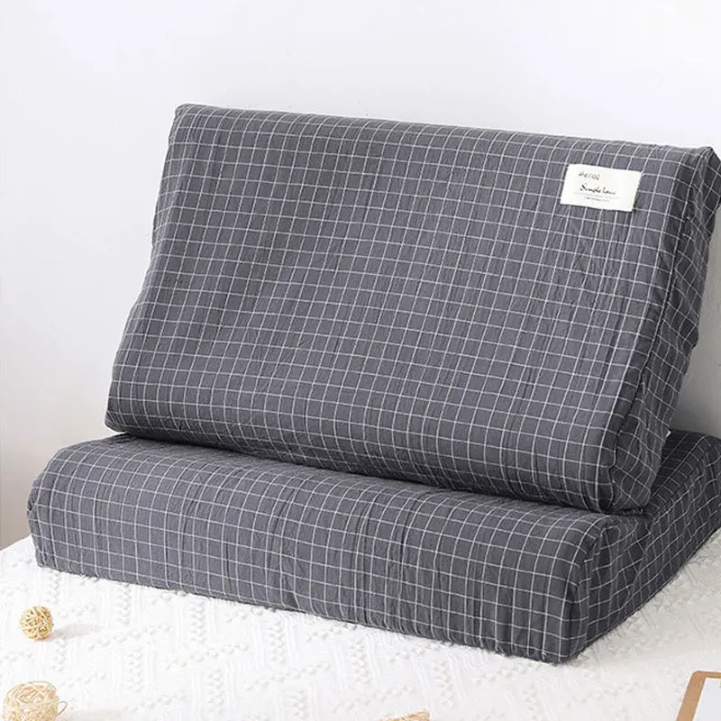 

40x60/30x50cm Cotton Latex Pillowcase Checkered Bedroom Sleeping Memory Foam Pillow Cases Neck Healthcare Pillow Covers