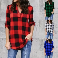 new casual red plaid women blouses black red check boyfriend style shirts loose camisa tops autumn 5xl plus size