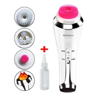 4 in 1 facial cleansing brush heating deep cleaning blackhead pore cleaner waterproof silicone facial massager skin care