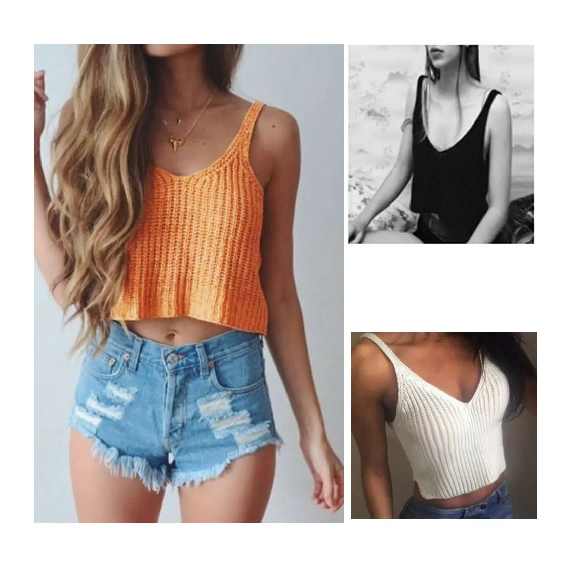 Женский свободный топ на бретельках повседневный трикотажный