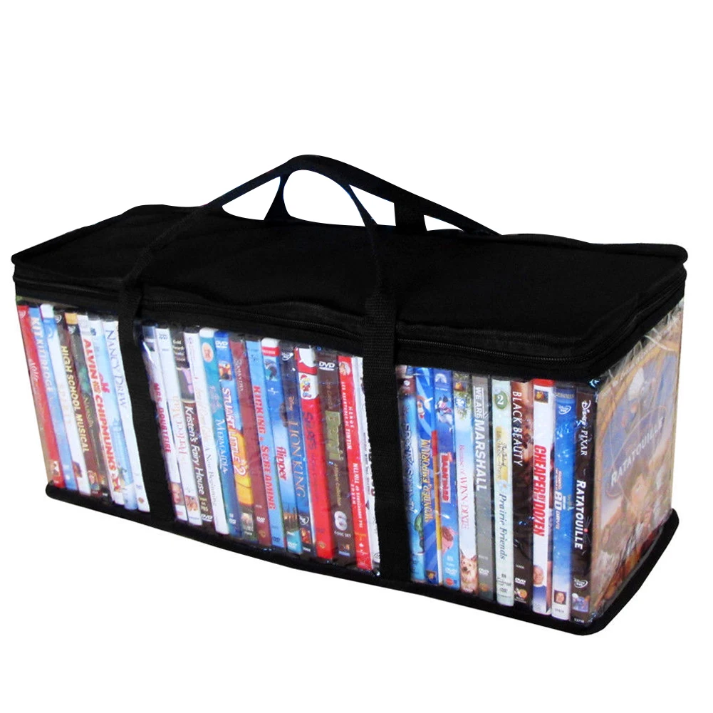 61*22*14cm Removable Bookshelf Book Carrying Bag Dustproof DVD Storage Bag Clear Oxford Cloth  Protective CD Holder Organizer