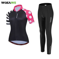 wosawe summer cycling women clothing set 3 colors with oversleeve ice fabrice cool breathable quick drying mtb mountain bike