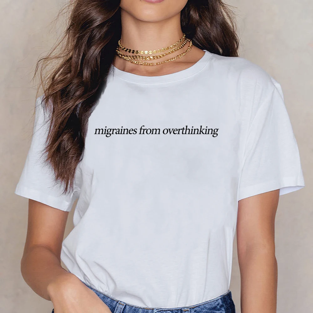 

Tops T Shirt Women Overthinking Funny Harajuku Cotton Female Shirt