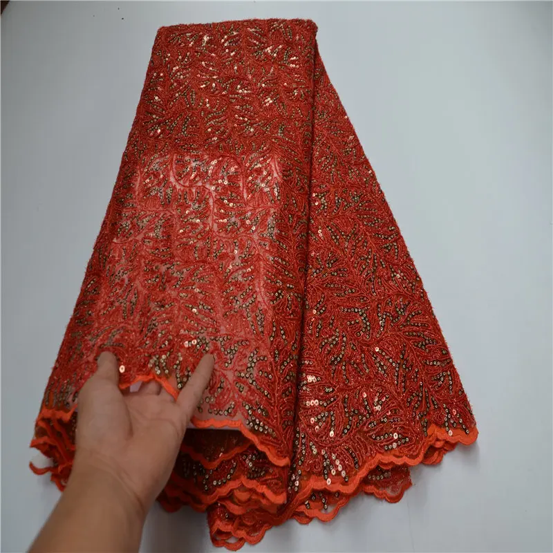 

White African Lace Fabric 2021 High Quality French Mesh Lace Fabric With Sequins Nigerian Lace Fabrics For Wedding Dress