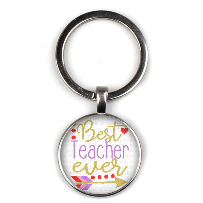Новый подарок на День учителя 2020 года - брелок украшение "Спасибо, учитель" с милым узором, стеклянное круглое кольцо на сумочку.