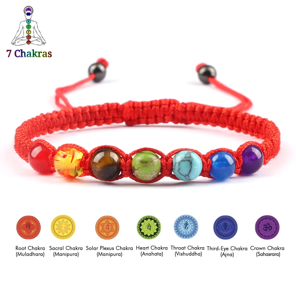 

Hot 7 Chakra Reiki Healing Couples Handmade Braided Rope Adjustable Bracelet Women Men Yoga Pulsera Jewelry Gift Lover Wristband